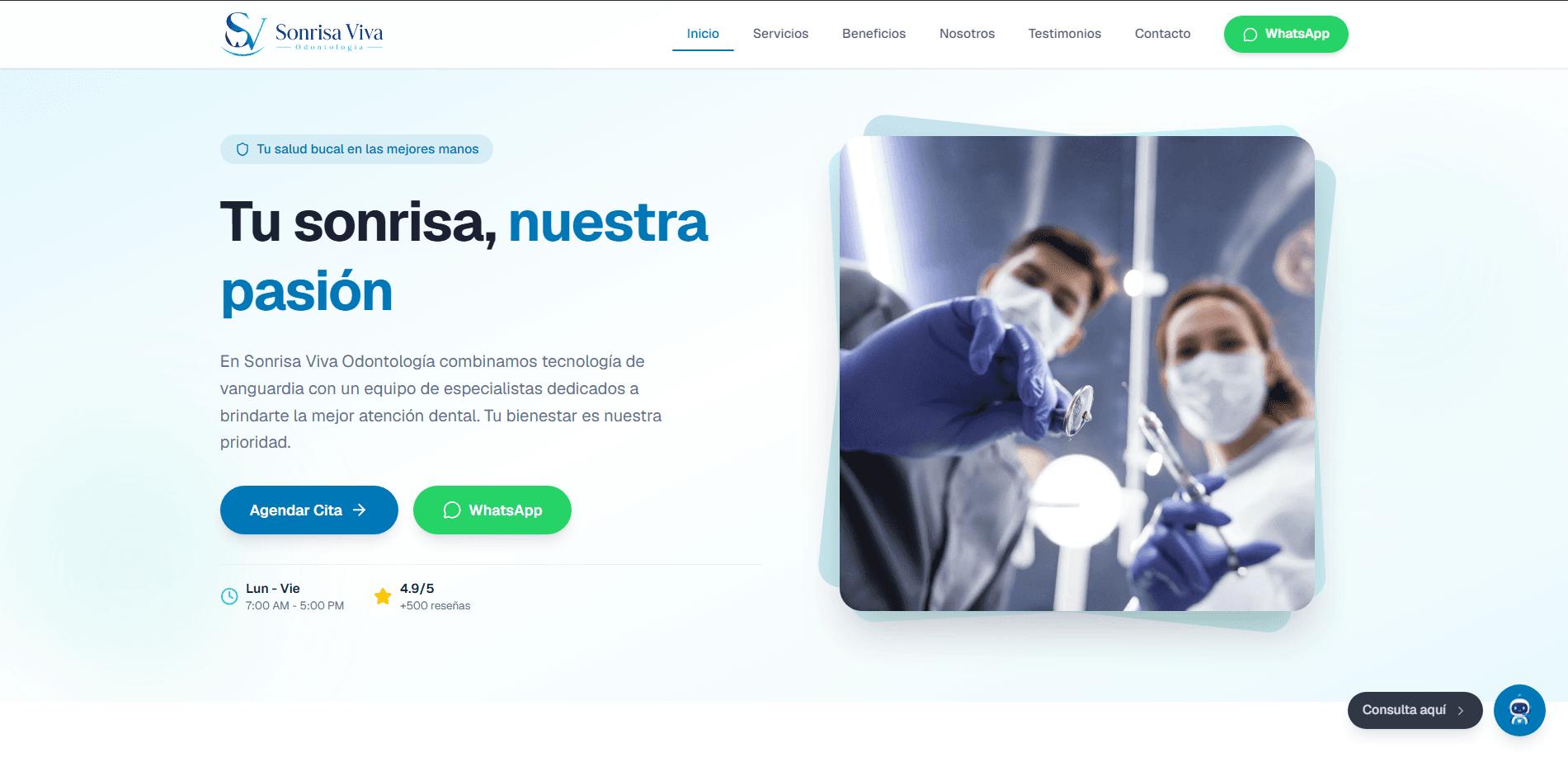 Proyecto Sonrisa Viva Odontología, página web profesional desarrollada por David Ortiz